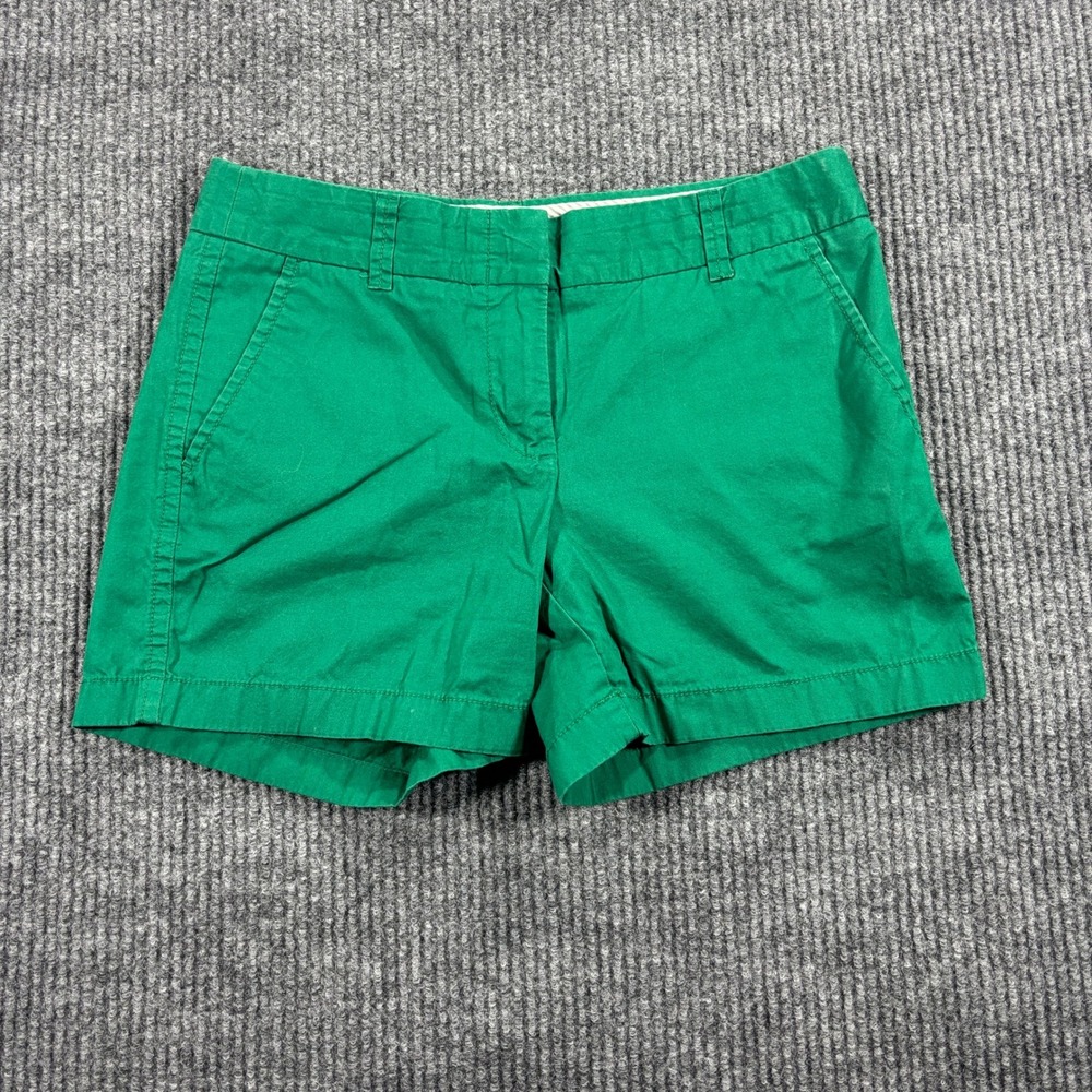 J.Crew Chino Broken-In Shorts Women Size 4 Green Mid Rise Cotton Classic